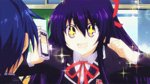A GIF of Tohka from Data a Live being excited